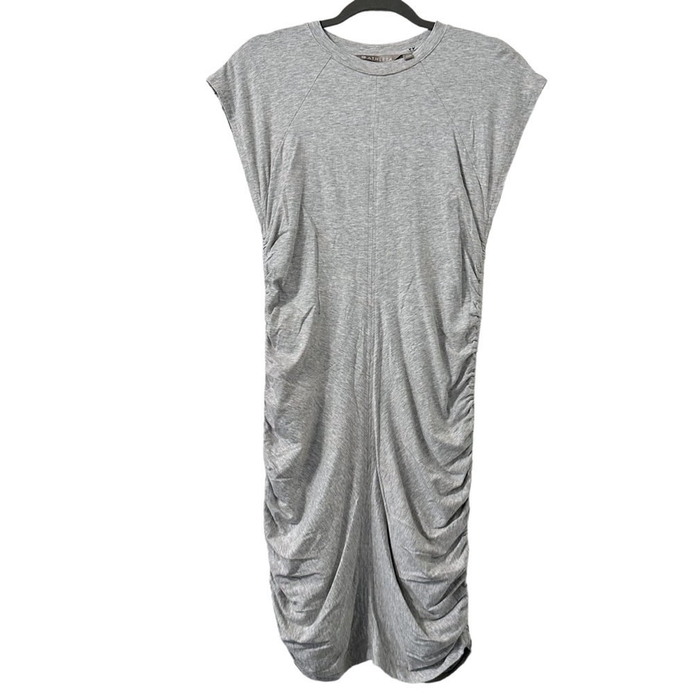 Athleta Women’s Minimalist Summer Ruched Apres Dress Light Heather Gray‎ Size M